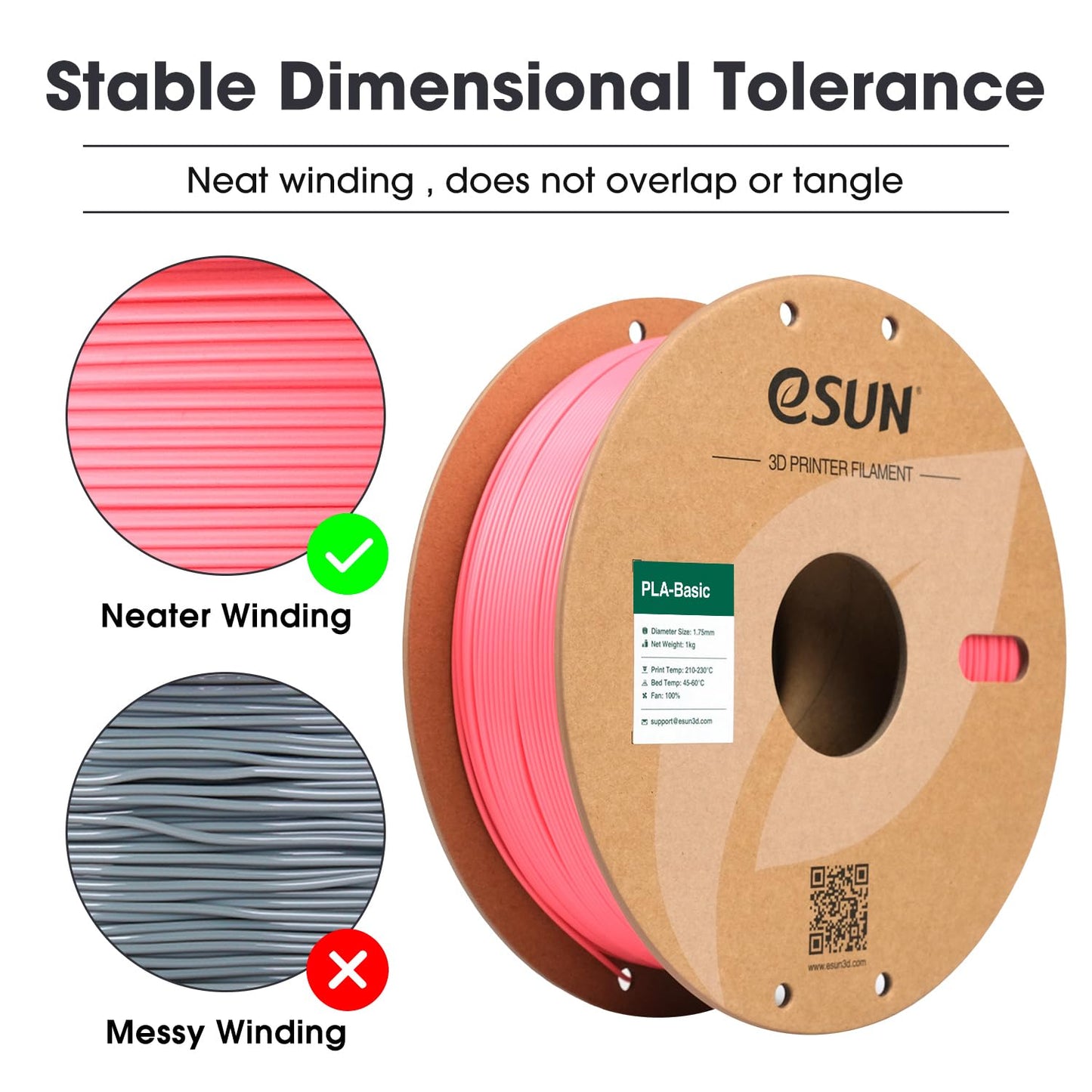 eSUN PLA Filament 1.75mm, PLA Basic 3D Printer Filament Dimensional Accuracy +/- 0.05mm, 1KG Spool (2.2 LBS) Speedy PLA Filament for 3D Printers, Grey
