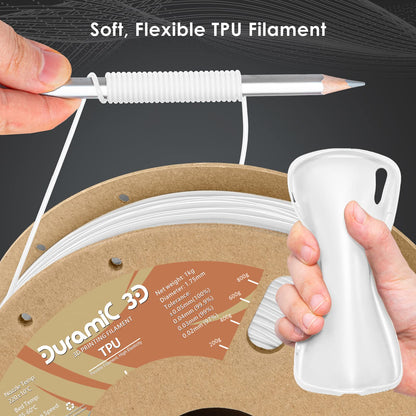 DURAMIC 3D TPU Filament 1.75mm Black, TPU Flexible Filament 95A, Soft TPU 3D Printing Filament, 1kg Spool, Dimensional Accuracy +/- 0.05mm, Black 1 Pack