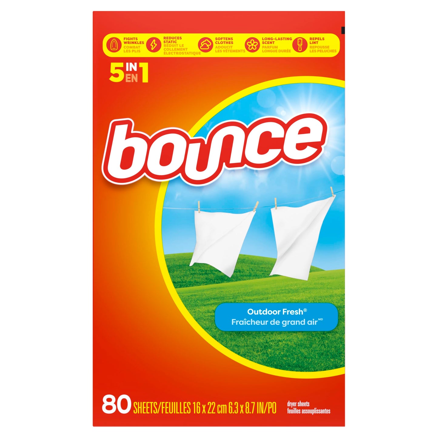 Bounce Dryer Sheets, Outdoor Fresh Scent Fabric Softener Sheets, 200 Count