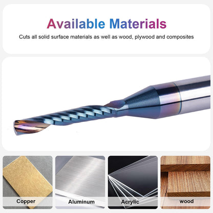 SpeTool 1/4 Shank Single Flute Router Bit with Extra Long Life Coating ,Solid Carbide O Flute End Mill Spiral Upcut Bit for CNC Aluminum Cutter