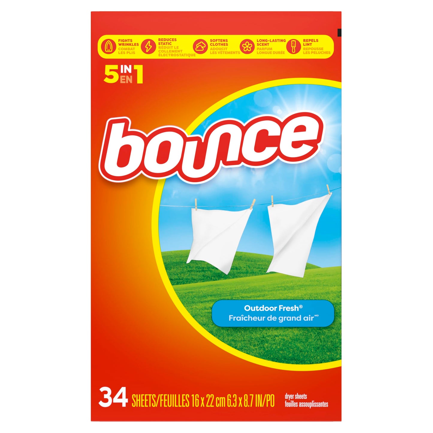 Bounce Dryer Sheets, Outdoor Fresh Scent Fabric Softener Sheets, 200 Count