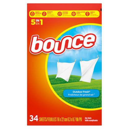 Bounce Dryer Sheets, Outdoor Fresh Scent Fabric Softener Sheets, 200 Count