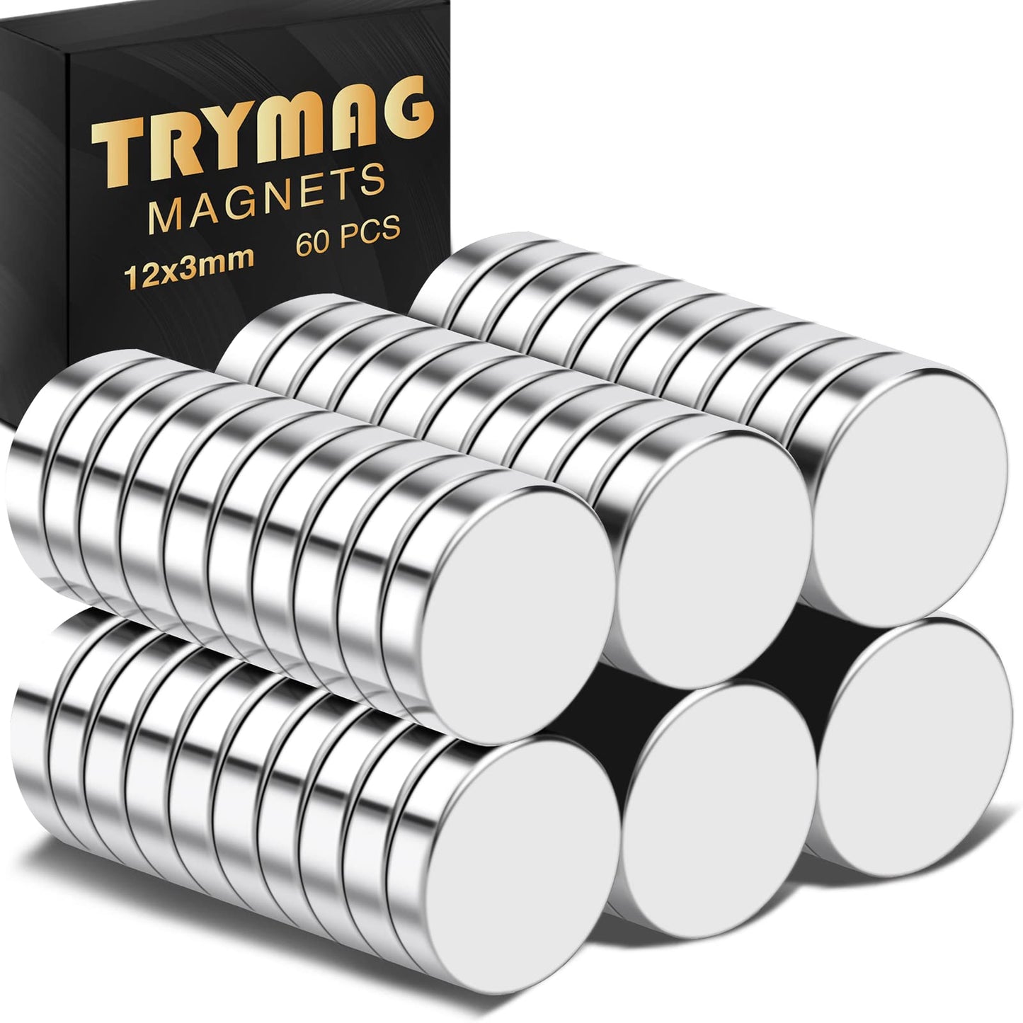 TRYMAG 5x3mm 80Pcs Small Refrigerator Magnets, Tiny Rare Earth Magnets Small Disc Magnet for Fridge, Whiteboard, Billboard, Dry Erase Board, Office Magnet