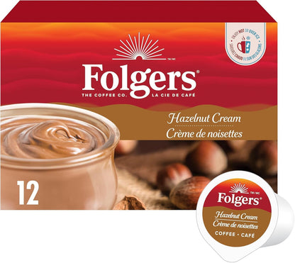 Folgers Classic Roast Medium Coffee Pods, Single Serve One Cup Pods made with Arabica Beans for Hot or Iced Drinks, 12 Count (Pack of 1)