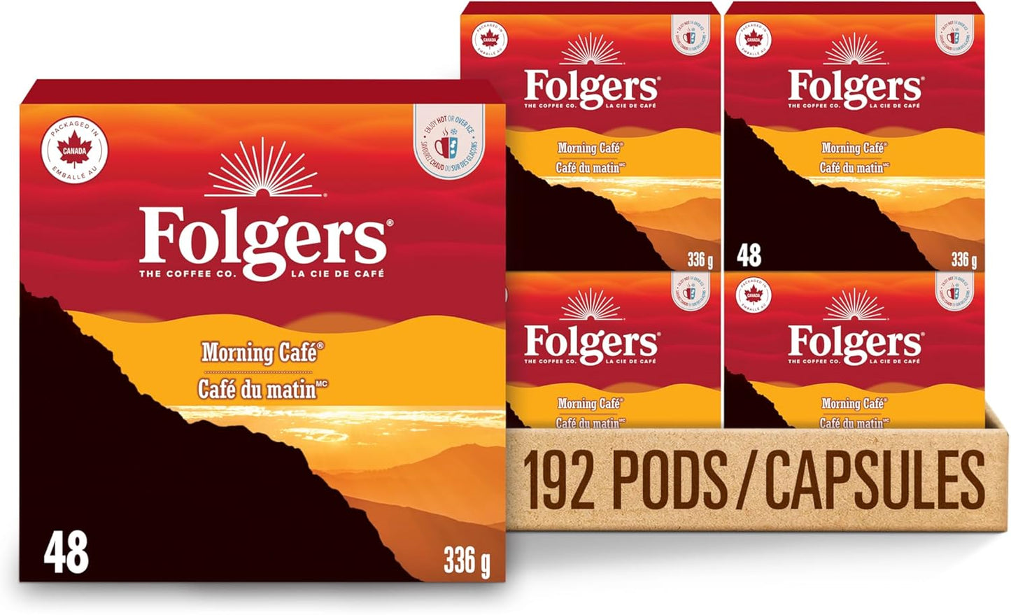Folgers Classic Roast Medium Coffee Pods, Single Serve One Cup Pods made with Arabica Beans for Hot or Iced Drinks, 12 Count (Pack of 1)