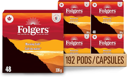 Folgers Classic Roast Medium Coffee Pods, Single Serve One Cup Pods made with Arabica Beans for Hot or Iced Drinks, 12 Count (Pack of 1)