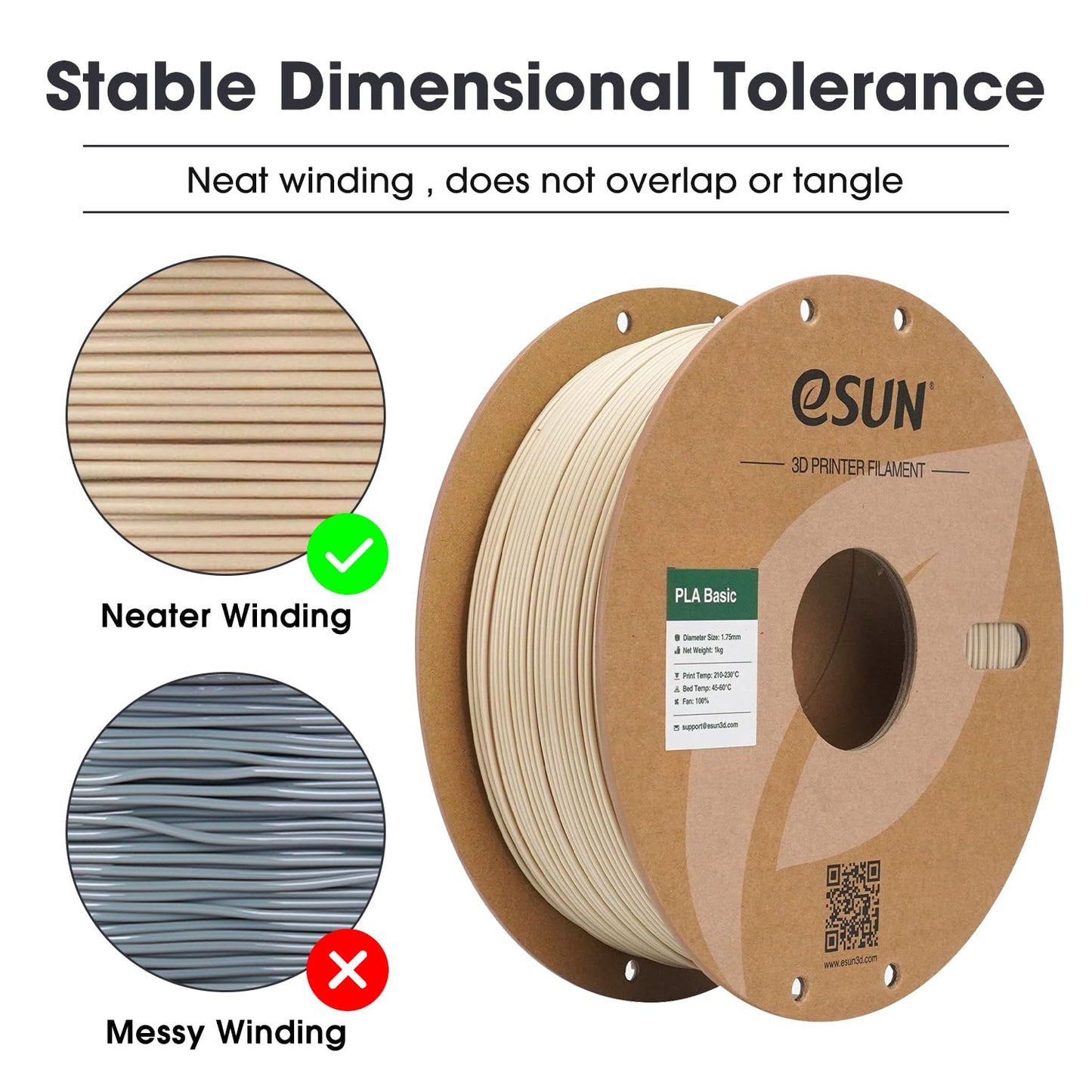eSUN PLA Filament 1.75mm, PLA Basic 3D Printer Filament Dimensional Accuracy +/- 0.05mm, 1KG Spool (2.2 LBS) Speedy PLA Filament for 3D Printers, Grey