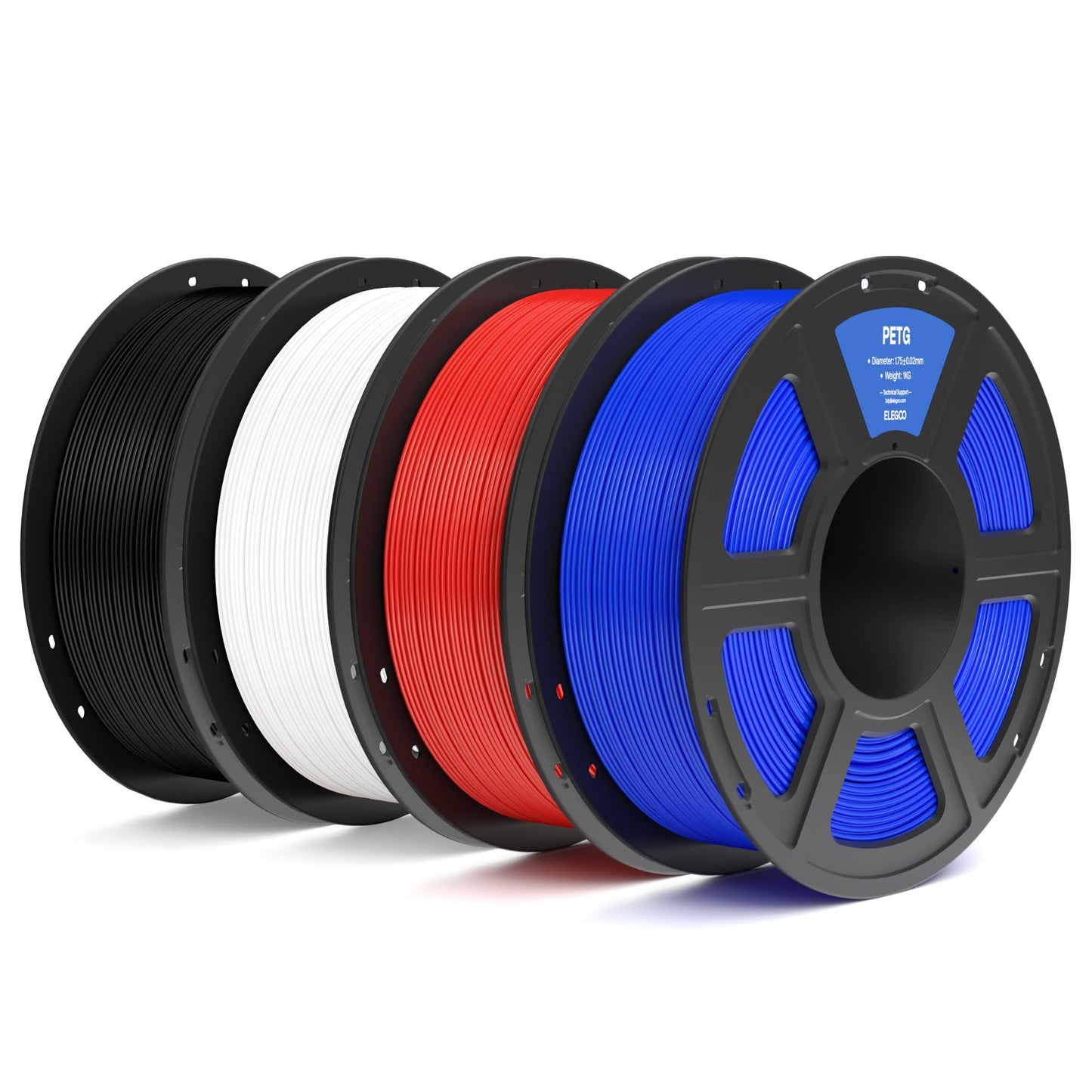 ELEGOO PETG 1.75 mm Black 4 Pack 1kg Spools (2.2 lbs), 3D Printing Filament Dimensional Accuracy +/- 0.02 mm, Fits for Most FDM 3D Printers