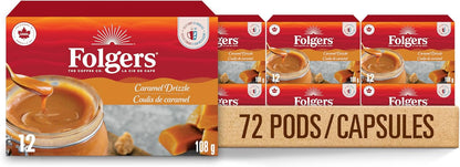 Folgers Classic Roast Medium Coffee Pods, Single Serve One Cup Pods made with Arabica Beans for Hot or Iced Drinks, 12 Count (Pack of 1)