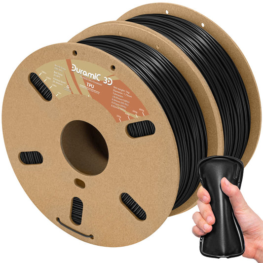DURAMIC 3D TPU Filament 1.75mm Black, TPU Flexible Filament 95A, Soft TPU 3D Printing Filament, 1kg Spool, Dimensional Accuracy +/- 0.05mm, Black 1 Pack
