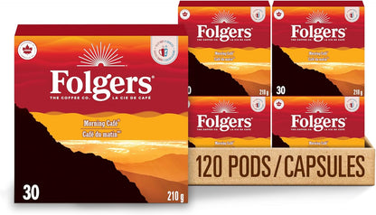 Folgers Classic Roast Medium Coffee Pods, Single Serve One Cup Pods made with Arabica Beans for Hot or Iced Drinks, 12 Count (Pack of 1)