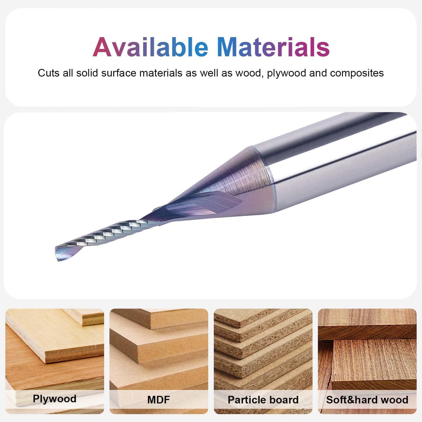 SpeTool 1/4 Shank Single Flute Router Bit with Extra Long Life Coating ,Solid Carbide O Flute End Mill Spiral Upcut Bit for CNC Aluminum Cutter