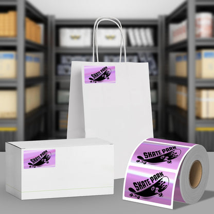 2 Inch Circle Holographic Thermal Label 400pcs Thermal Printer Stickers, Silver Printable Thermal Label for Small Business Logo Design Waterproof Round Stickers Roll