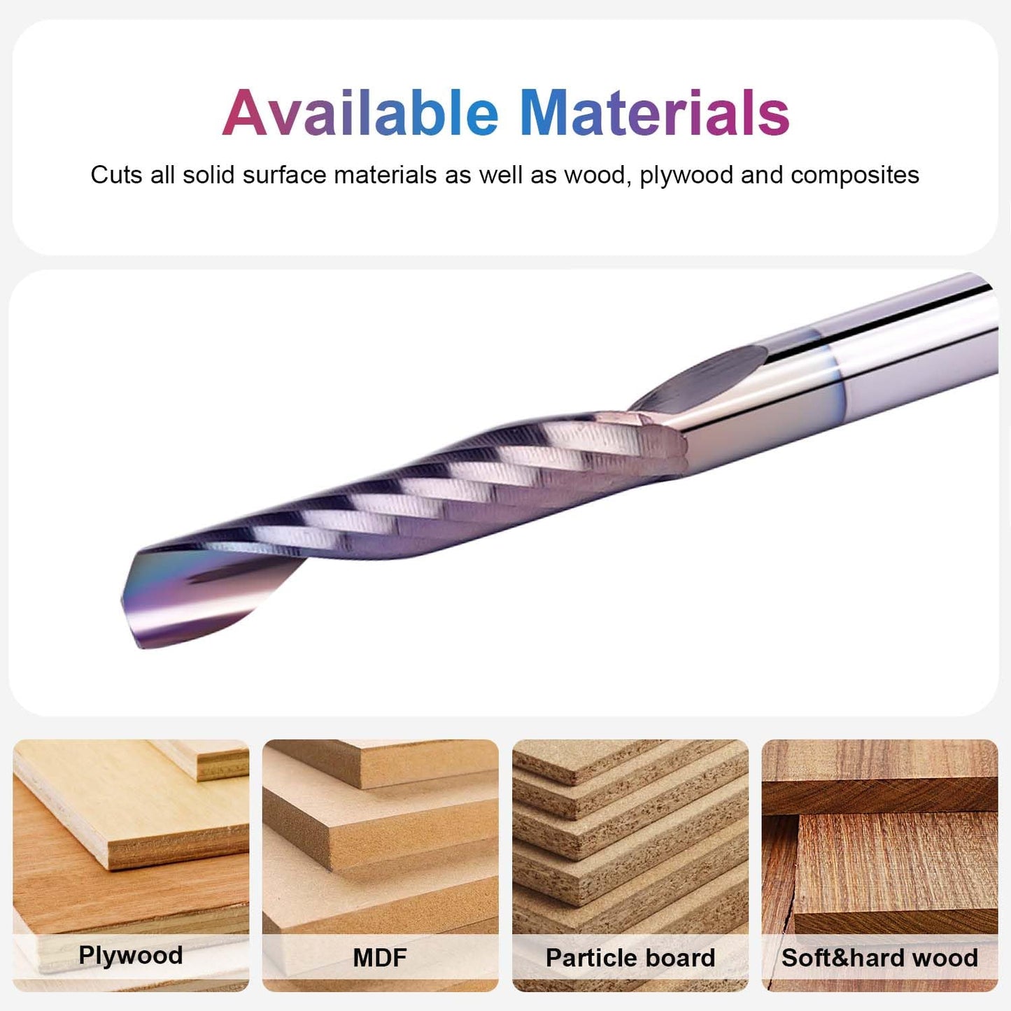 SpeTool 1/4 Shank Single Flute Router Bit with Extra Long Life Coating ,Solid Carbide O Flute End Mill Spiral Upcut Bit for CNC Aluminum Cutter