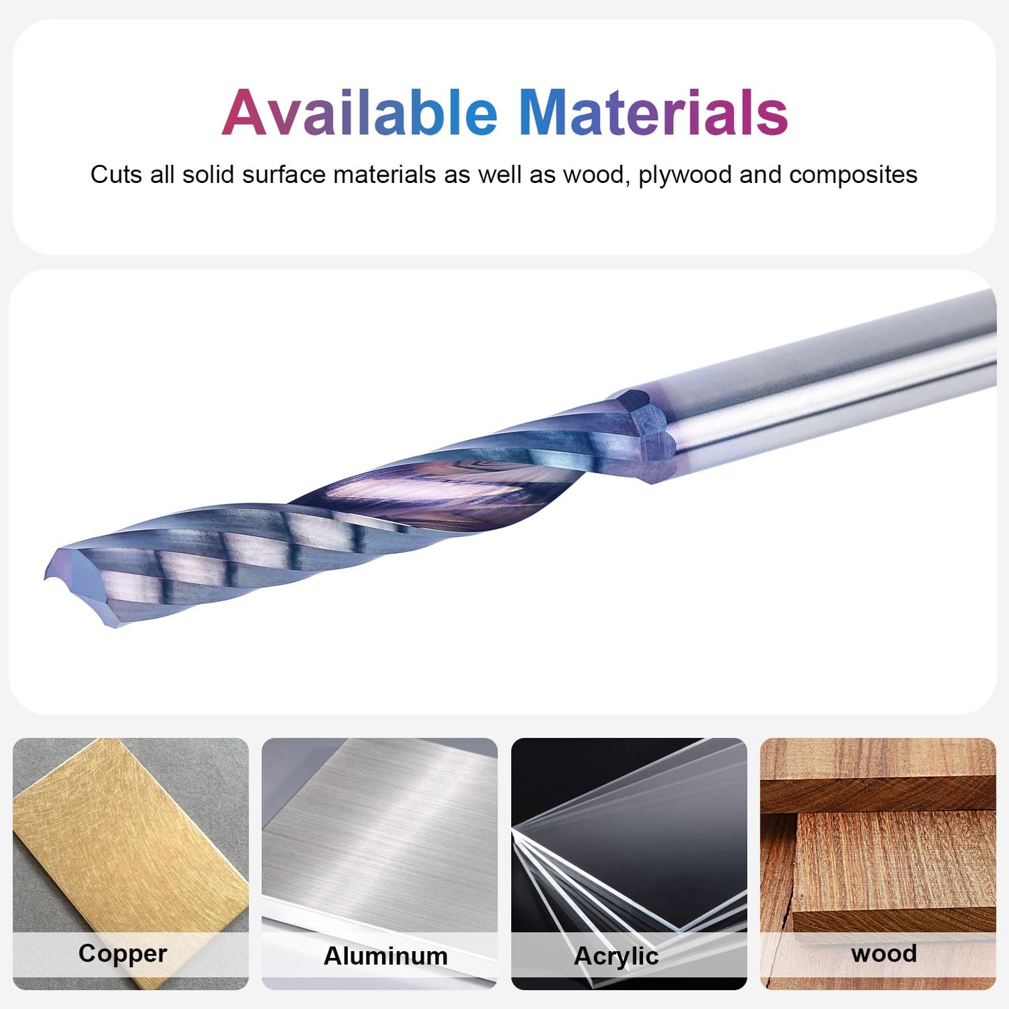 SpeTool 1/4 Shank Single Flute Router Bit with Extra Long Life Coating ,Solid Carbide O Flute End Mill Spiral Upcut Bit for CNC Aluminum Cutter