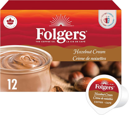 Folgers Classic Roast Medium Coffee Pods, Single Serve One Cup Pods made with Arabica Beans for Hot or Iced Drinks, 12 Count (Pack of 1)