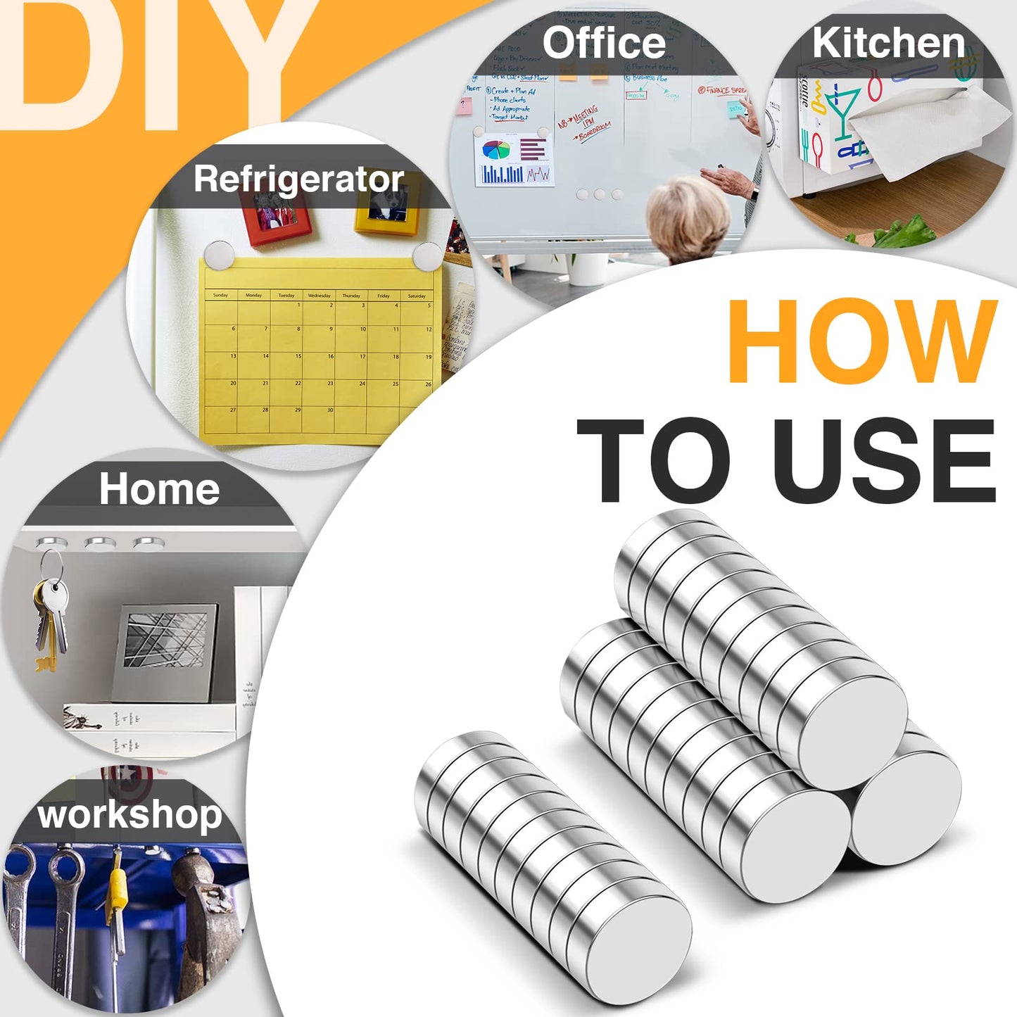 TRYMAG 5x3mm 80Pcs Small Refrigerator Magnets, Tiny Rare Earth Magnets Small Disc Magnet for Fridge, Whiteboard, Billboard, Dry Erase Board, Office Magnet