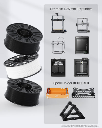 ELEGOO PETG 1.75 mm Black 4 Pack 1kg Spools (2.2 lbs), 3D Printing Filament Dimensional Accuracy +/- 0.02 mm, Fits for Most FDM 3D Printers