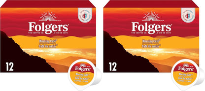 Folgers Classic Roast Medium Coffee Pods, Single Serve One Cup Pods made with Arabica Beans for Hot or Iced Drinks, 12 Count (Pack of 1)