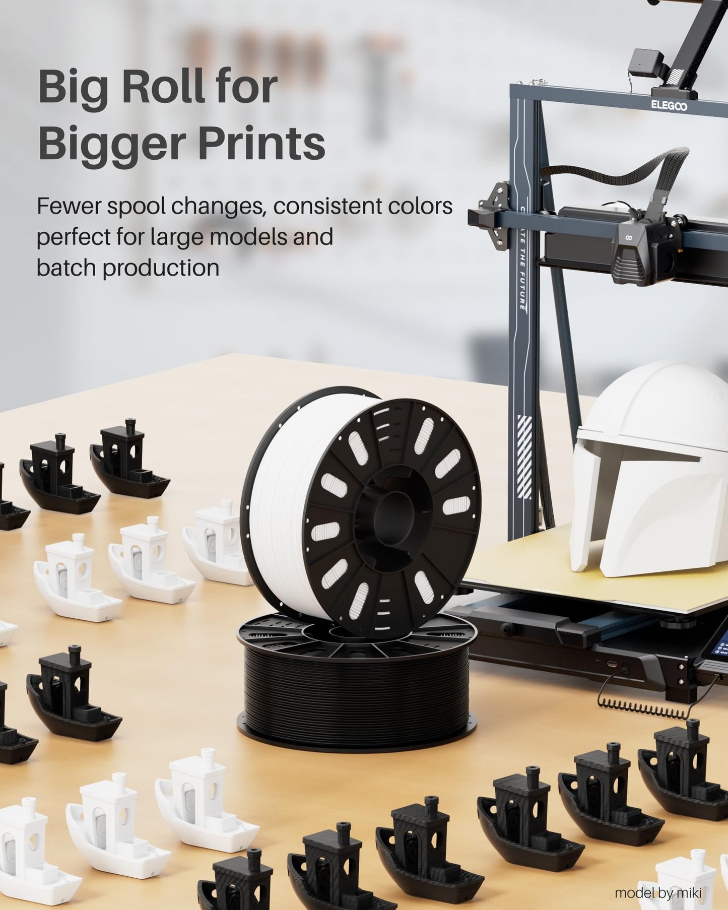 ELEGOO PETG 1.75 mm Black 4 Pack 1kg Spools (2.2 lbs), 3D Printing Filament Dimensional Accuracy +/- 0.02 mm, Fits for Most FDM 3D Printers