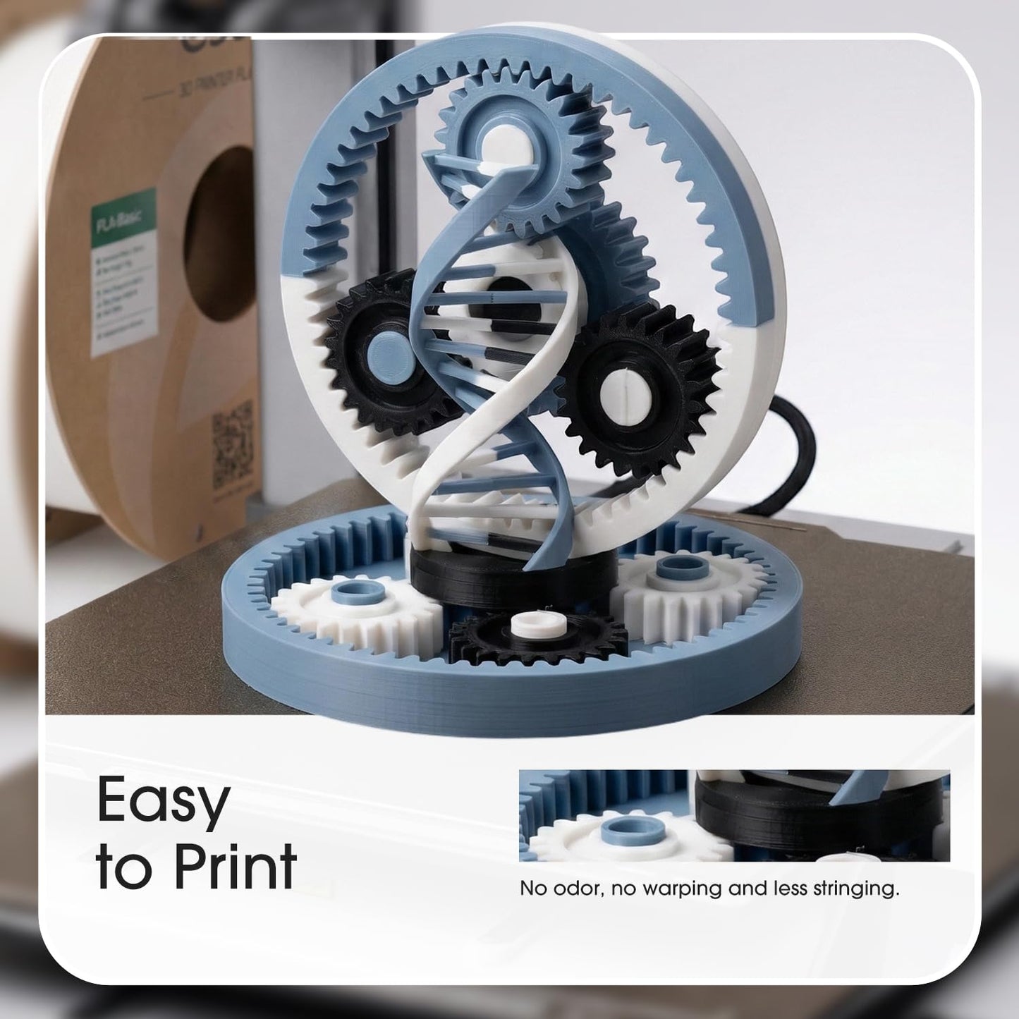 eSUN PLA Filament 1.75mm, PLA Basic 3D Printer Filament Dimensional Accuracy +/- 0.05mm, 1KG Spool (2.2 LBS) Speedy PLA Filament for 3D Printers, Grey