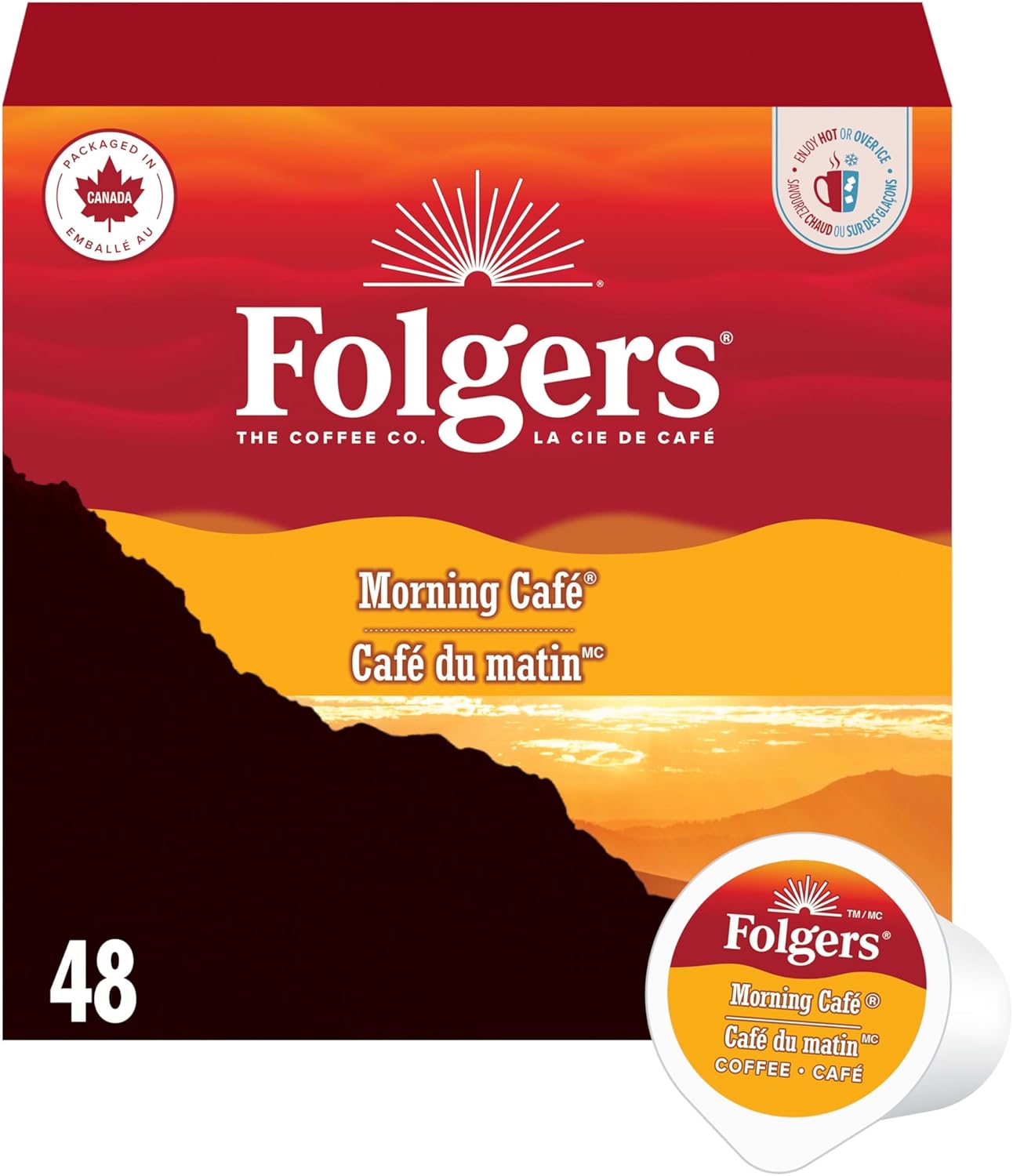 Folgers Classic Roast Medium Coffee Pods, Single Serve One Cup Pods made with Arabica Beans for Hot or Iced Drinks, 12 Count (Pack of 1)