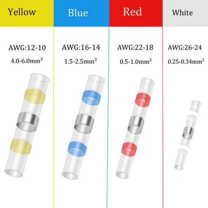 280PCS White Solder Seal Wire Connectors, AWG 26-24 Marine Grade Waterproof Solder Wire Connectors, Insulated Heat Shrink Butt Connectors (Shrink Ratio: 2:1)
