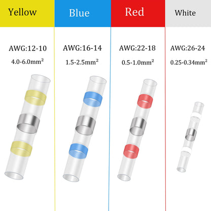 280PCS White Solder Seal Wire Connectors, AWG 26-24 Marine Grade Waterproof Solder Wire Connectors, Insulated Heat Shrink Butt Connectors (Shrink Ratio: 2:1)