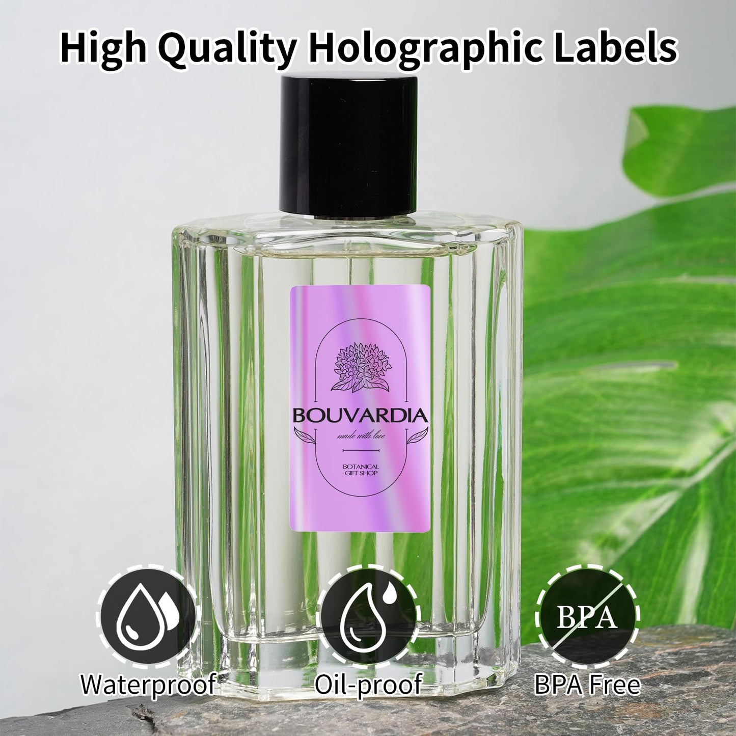 2 Inch Circle Holographic Thermal Label 400pcs Thermal Printer Stickers, Silver Printable Thermal Label for Small Business Logo Design Waterproof Round Stickers Roll