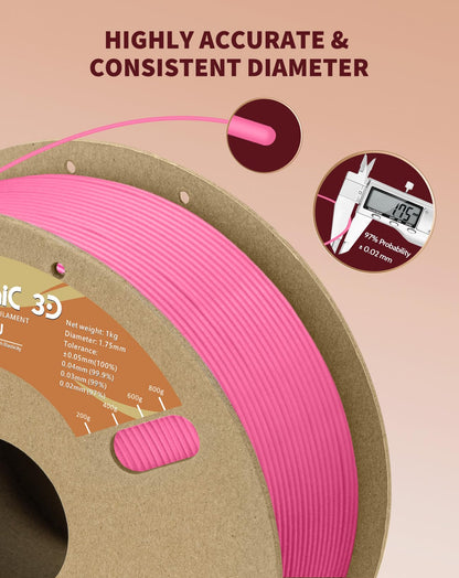 DURAMIC 3D TPU Filament 1.75mm Black, TPU Flexible Filament 95A, Soft TPU 3D Printing Filament, 1kg Spool, Dimensional Accuracy +/- 0.05mm, Black 1 Pack