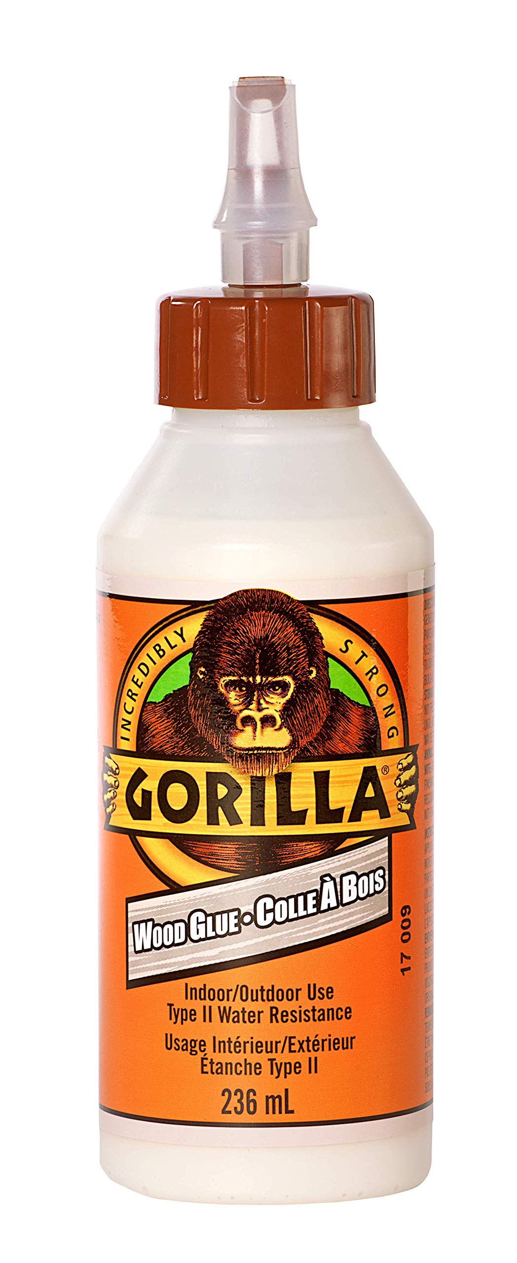 Gorilla Wood Glue, Gel, Indoor & Outdoor Carpentry Projects, Paintable, Sandable, Moisture Resistant, Clamping, Natural Color, 18oz/532mL, (Pack of 1)