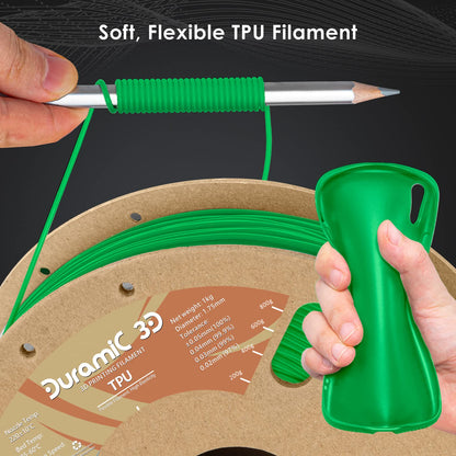 DURAMIC 3D TPU Filament 1.75mm Black, TPU Flexible Filament 95A, Soft TPU 3D Printing Filament, 1kg Spool, Dimensional Accuracy +/- 0.05mm, Black 1 Pack