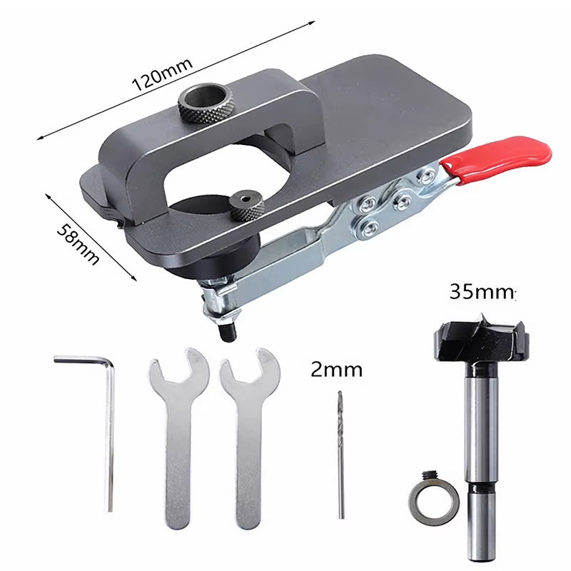 Woodworking Hole Drilling Guide Locator 35Mm Hinge Boring Jig with Fixture Aluminum Plastic Hole Opener Template Door Cabinets