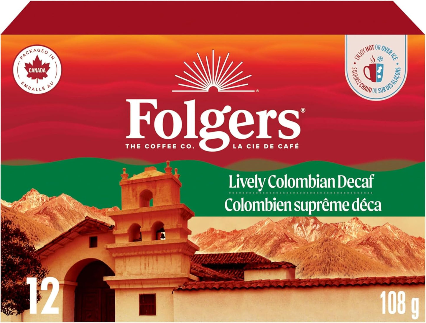 Folgers Classic Roast Medium Coffee Pods, Single Serve One Cup Pods made with Arabica Beans for Hot or Iced Drinks, 12 Count (Pack of 1)