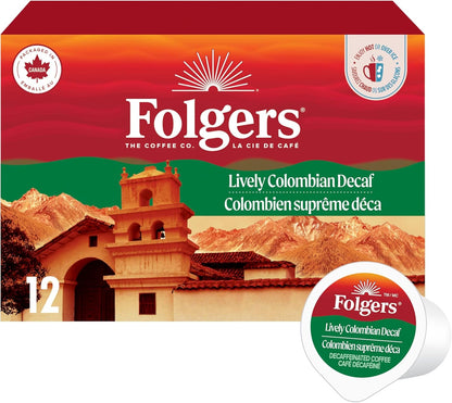 Folgers Classic Roast Medium Coffee Pods, Single Serve One Cup Pods made with Arabica Beans for Hot or Iced Drinks, 12 Count (Pack of 1)