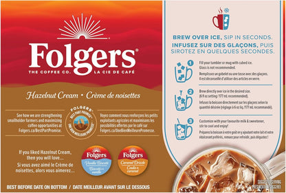 Folgers Classic Roast Medium Coffee Pods, Single Serve One Cup Pods made with Arabica Beans for Hot or Iced Drinks, 12 Count (Pack of 1)