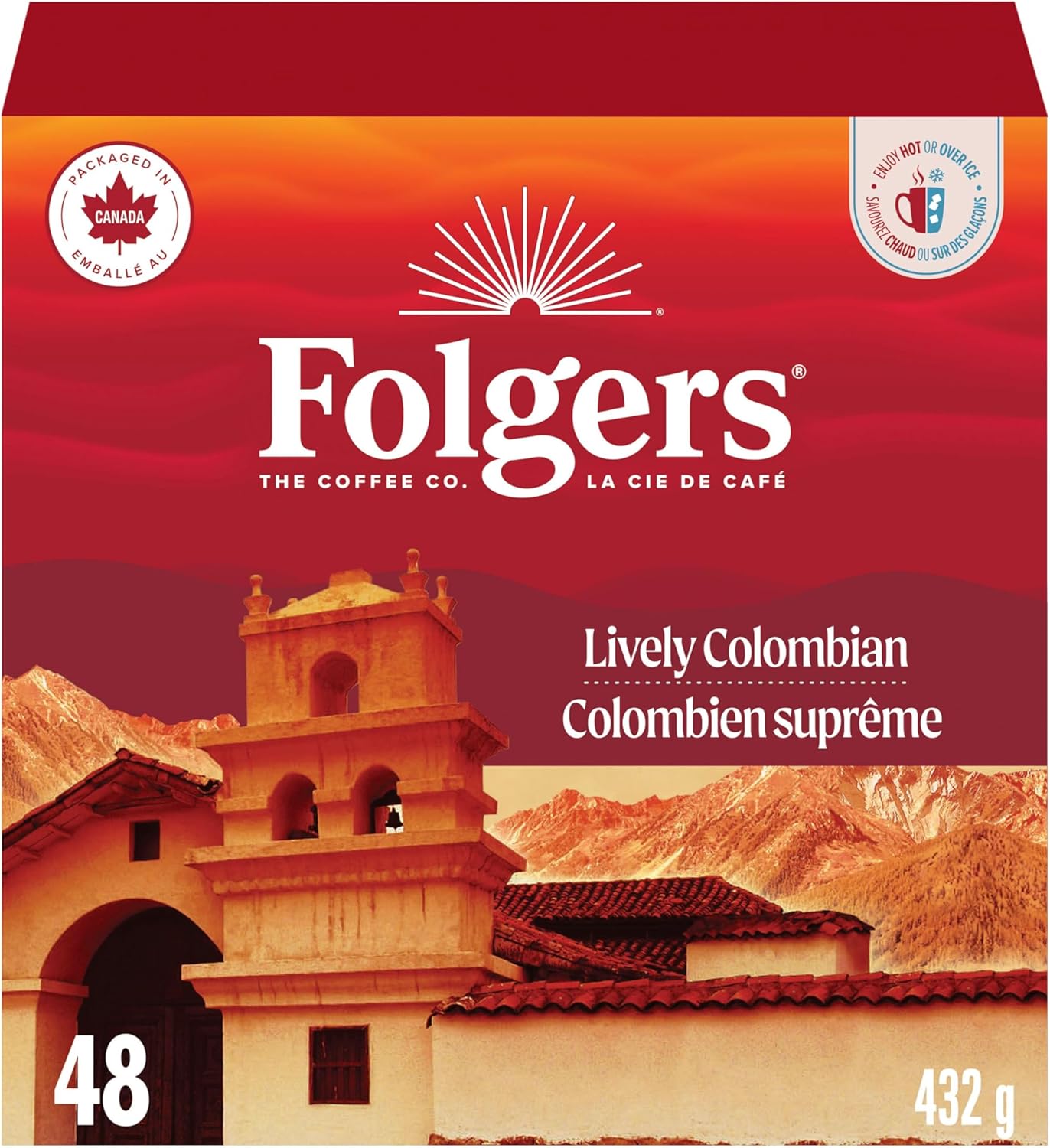 Folgers Classic Roast Medium Coffee Pods, Single Serve One Cup Pods made with Arabica Beans for Hot or Iced Drinks, 12 Count (Pack of 1)