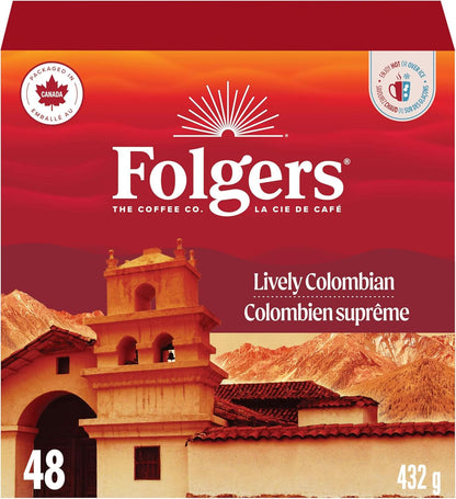 Folgers Classic Roast Medium Coffee Pods, Single Serve One Cup Pods made with Arabica Beans for Hot or Iced Drinks, 12 Count (Pack of 1)