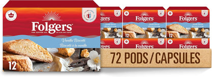 Folgers Classic Roast Medium Coffee Pods, Single Serve One Cup Pods made with Arabica Beans for Hot or Iced Drinks, 12 Count (Pack of 1)
