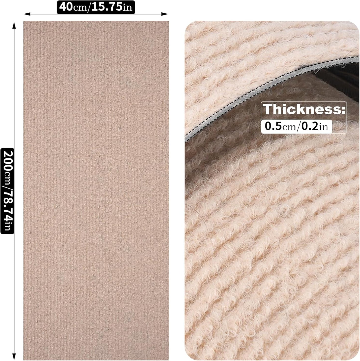 Cat Scratching Mat, 78.7"x15.8" Self-Adhesive Scratch Furniture Couch Protector, Trimmable Wall Climbing Carpet Pad Rug Replacement for Cat Tree (Khaki - 1 Pack, 78.7"x15.8")