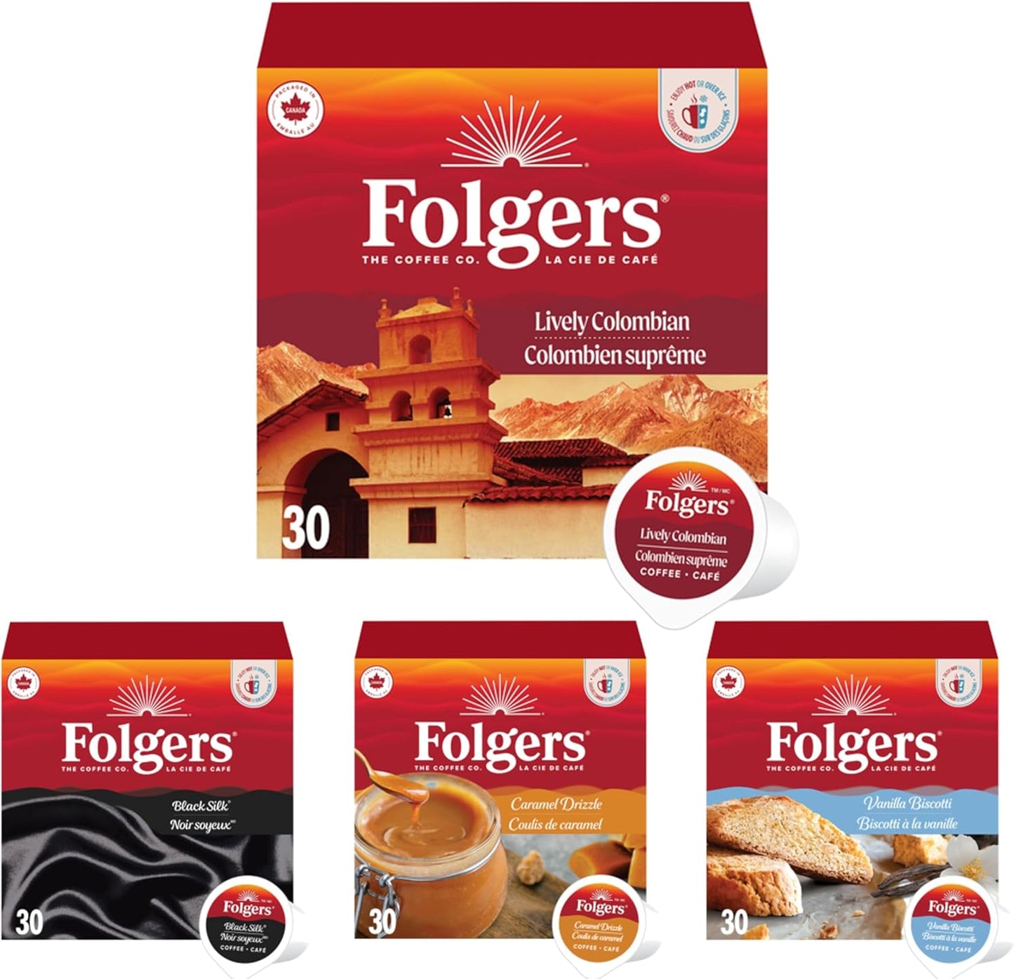 Folgers Classic Roast Medium Coffee Pods, Single Serve One Cup Pods made with Arabica Beans for Hot or Iced Drinks, 12 Count (Pack of 1)