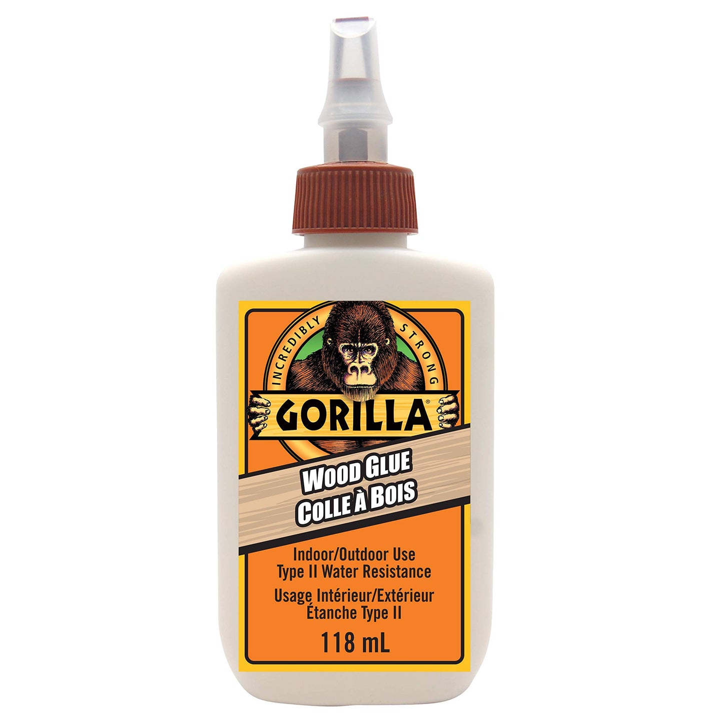 Gorilla Wood Glue, Gel, Indoor & Outdoor Carpentry Projects, Paintable, Sandable, Moisture Resistant, Clamping, Natural Color, 18oz/532mL, (Pack of 1)