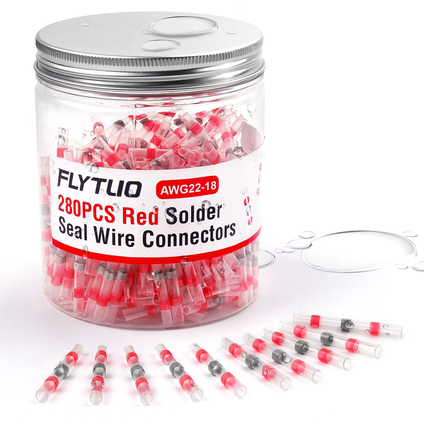 280PCS White Solder Seal Wire Connectors, AWG 26-24 Marine Grade Waterproof Solder Wire Connectors, Insulated Heat Shrink Butt Connectors (Shrink Ratio: 2:1)