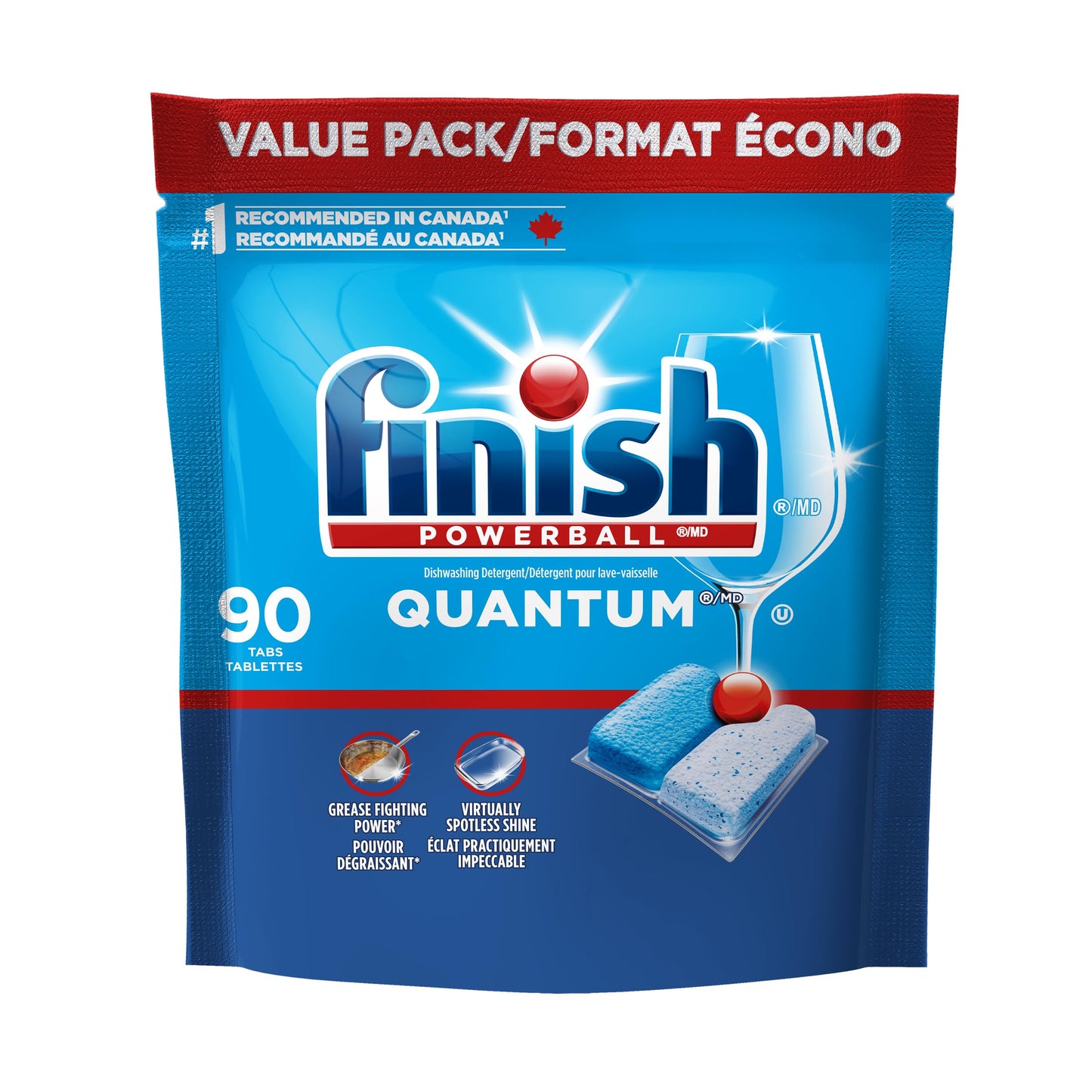 Finish Quantum Dishwasher Detergent Pods, 3-Chamber Formula with Powerball Action, No Pre-Rinse, Grease & Stain Removal, Scrubs Dried-On Food, Deep Clean & Sparkling Shine, 112 Tabs