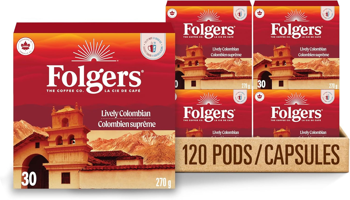 Folgers Classic Roast Medium Coffee Pods, Single Serve One Cup Pods made with Arabica Beans for Hot or Iced Drinks, 12 Count (Pack of 1)