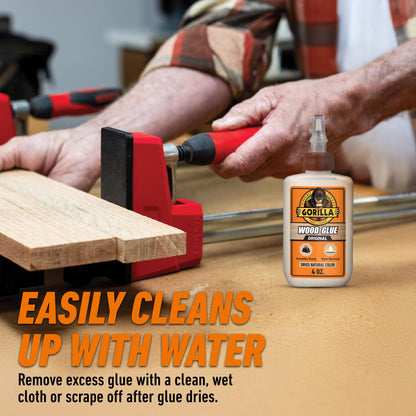 Gorilla Wood Glue, Gel, Indoor & Outdoor Carpentry Projects, Paintable, Sandable, Moisture Resistant, Clamping, Natural Color, 18oz/532mL, (Pack of 1)