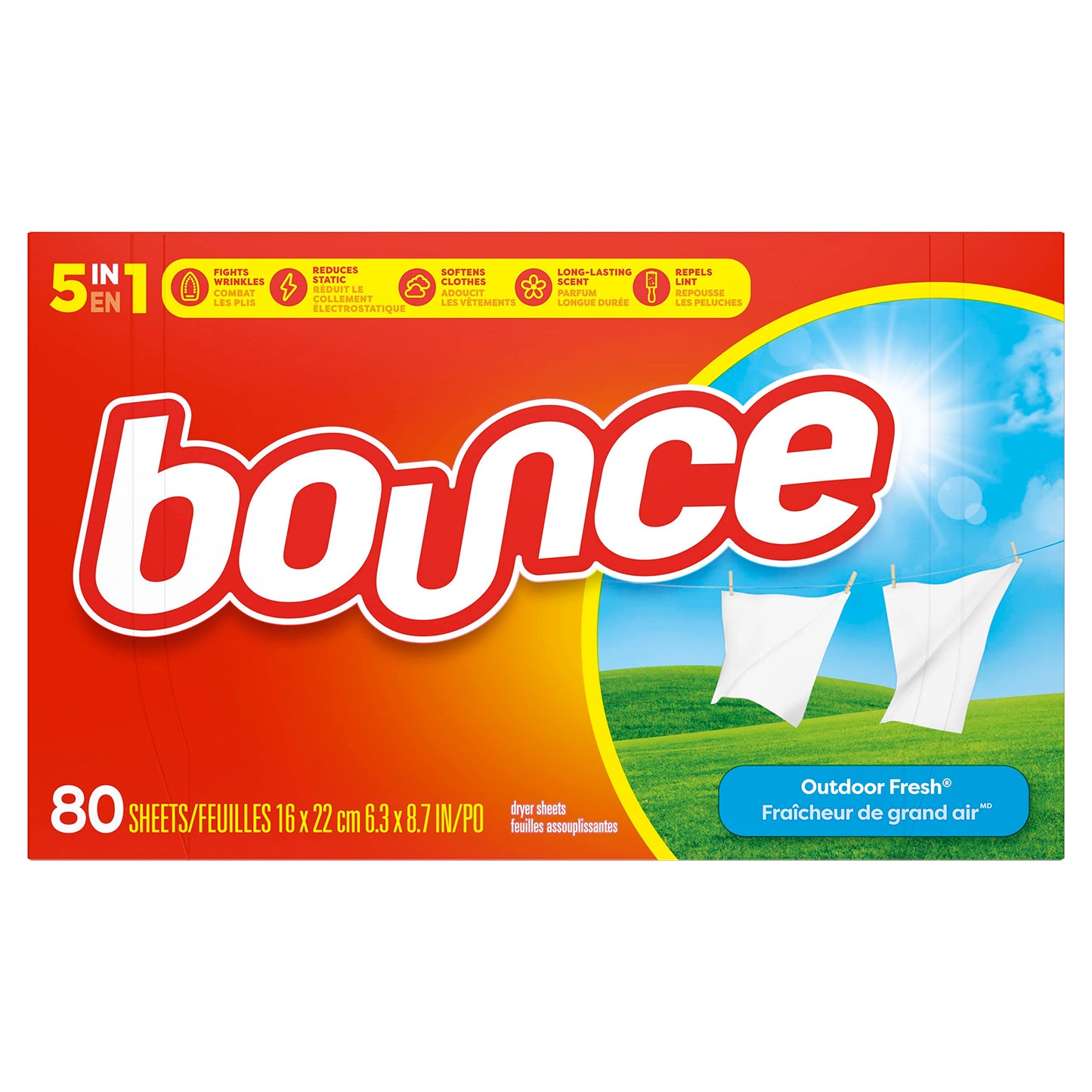 Bounce Dryer Sheets, Outdoor Fresh Scent Fabric Softener Sheets, 200 Count