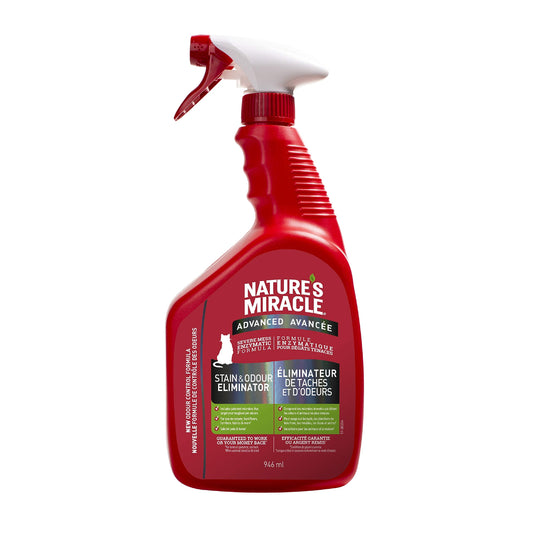 Nature’s Miracle Advanced Stain and Odor Eliminator Cat, 32 Ounces, 1 Gallon, Pour, Fresh Scent, Severe Mess Enzymatic Formula For Tough Pet Messes