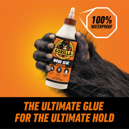 Gorilla Wood Glue, Gel, Indoor & Outdoor Carpentry Projects, Paintable, Sandable, Moisture Resistant, Clamping, Natural Color, 18oz/532mL, (Pack of 1)