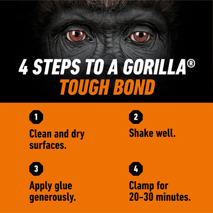 Gorilla Wood Glue, Gel, Indoor & Outdoor Carpentry Projects, Paintable, Sandable, Moisture Resistant, Clamping, Natural Color, 18oz/532mL, (Pack of 1)